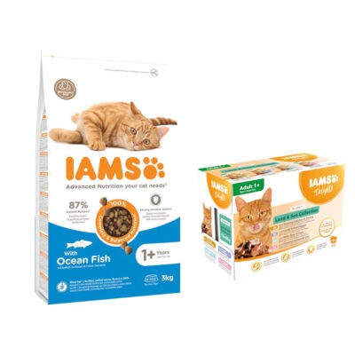 IAMS for Vitality Sensitive Digestion Adult & Senior pulyka - Adult Cat tengeri hal 6 kg + Szószban (12 x 85 g) - Kisállat kiegészítők webáruház - állateledelek
