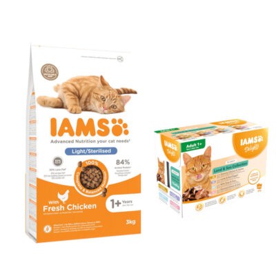 IAMS for Vitality Sensitive Digestion Adult & Senior pulyka - Adult Sterilised csirke 6kg + Szószban (12 x 85 g) - Kisállat kiegészítők webáruház - állateledelek
