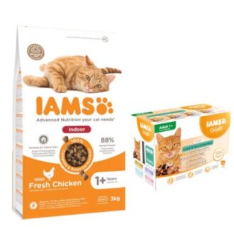 IAMS for Vitality Sensitive Digestion Adult & Senior pulyka - Indoor Cat csirke 6 kg + Szószban (12 x 85 g) - Kisállat kiegészítők webáruház - állateledelek