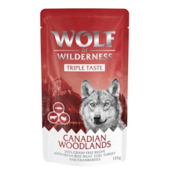 Wolf of Wilderness "Triple Taste" gazdaságos csomag 24 x 125 g - 24 x 125 g Canadian Woodlands - Marha