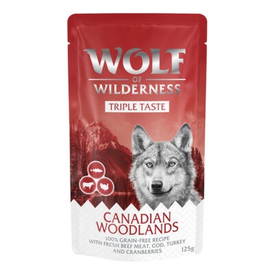 Wolf of Wilderness "Triple Taste" gazdaságos csomag 24 x 125 g - 24 x 125 g Canadian Woodlands - Marha