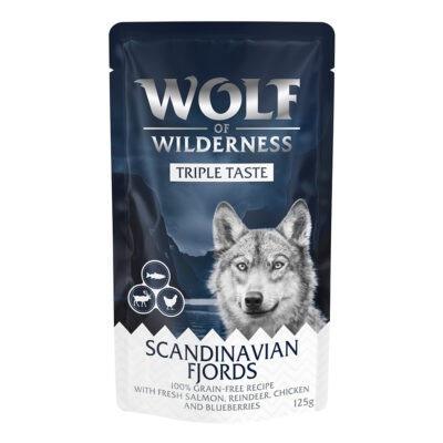 Wolf of Wilderness "Triple Taste" gazdaságos csomag 24 x 125 g - 24 x 125 g Scandinavian Fjords - Lazac