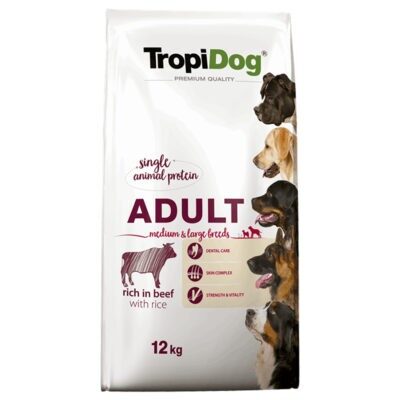 2x12kg Tropidog Premium Adult Medium/Large marha & rizs száraz kutyatáp - Kisállat kiegészítők webáruház - állateledelek