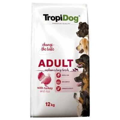 2x12kg Tropidog Premium Adult Medium/Large pulyka & rizs száraz kutyatáp - Kisállat kiegészítők webáruház - állateledelek