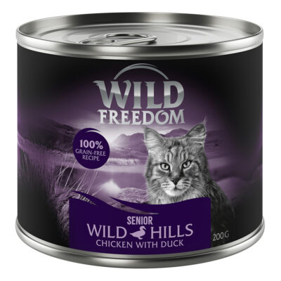 24x200g Wild Freedom Senior "Wild Hills" kacsa & csirke nedves macskatáp - Kisállat kiegészítők webáruház - állateledelek