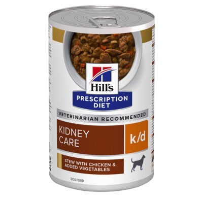 12x354g Hill's Prescription Diet k/d Kidney Care Ragu csirke nedves kutyatáp - Kisállat kiegészítők webáruház - állateledelek