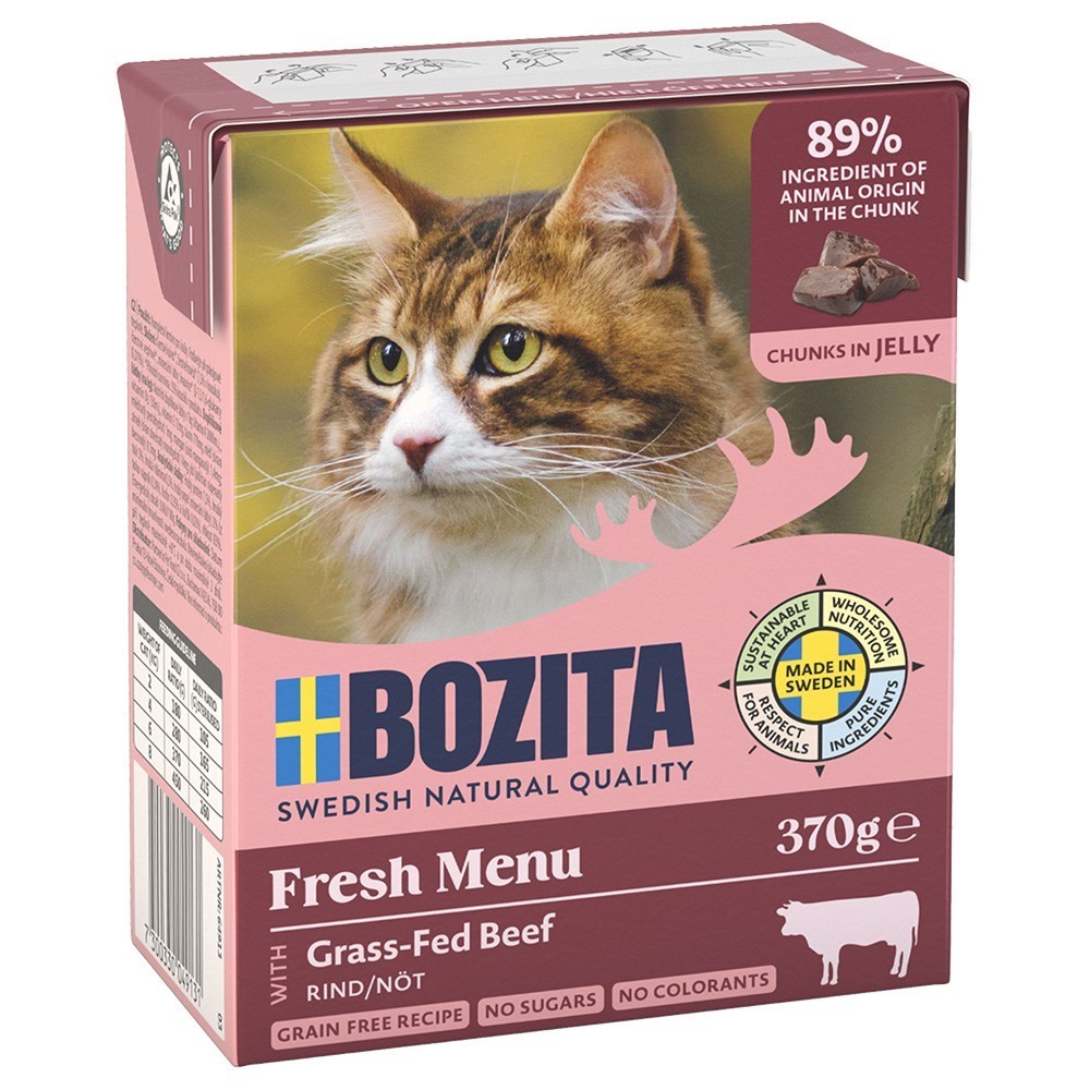 24x370g Bozita falatoknedves macskatáp- Darált marhahús aszpikban - Kisállat kiegészítők webáruház - állateledelek