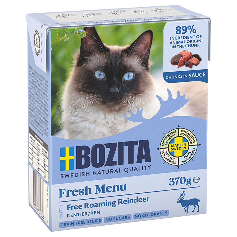 24x370g Bozita falatoknedves macskatáp- Rénszarvas szószban- Rénszarvas szószban - Kisállat kiegészítők webáruház - állateledelek