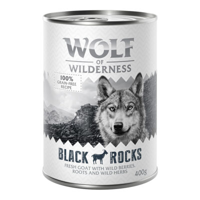 24x400g Wolf of Wilderness nedves kutyatáp-Black Rocks kecske - Kisállat kiegészítők webáruház - állateledelek