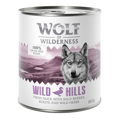 6x800g Wolf of Wilderness Wild Hills kutyatáp - Kacsa - Kisállat kiegészítők webáruház - állateledelek