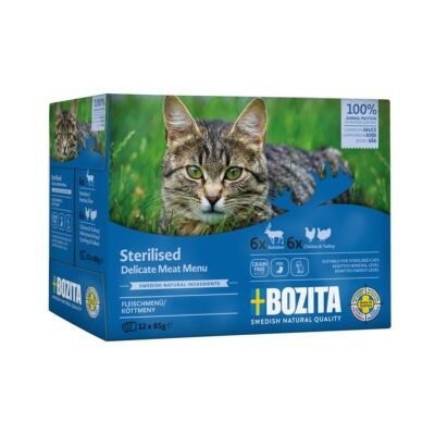 24x85g Bozita Indoor & Sterilised Szószban nedves tasakos macskatáp vegyes csomagban - Kisállat kiegészítők webáruház - állateledelek