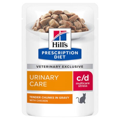 24x85g Hill's Prescription Diet c/d Urinary Stress Urinary Care csirke nedves macskatáp - Kisállat kiegészítők webáruház - állateledelek