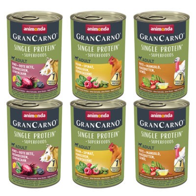 6x400g animonda GranCarno Adult Superfoods vegyes csomag nedves kutyatáp - Kisállat kiegészítők webáruház - állateledelek