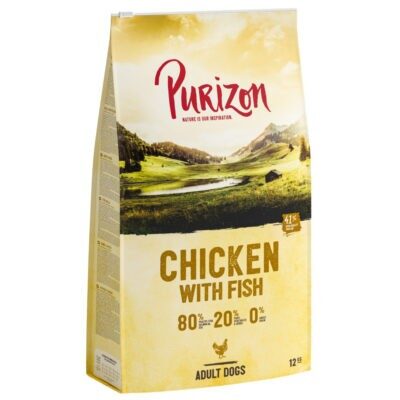 12kg Purizon Adult csirke & hal gabonamentes száraz kutyatáp új receptúrával - Kisállat kiegészítők webáruház - állateledelek