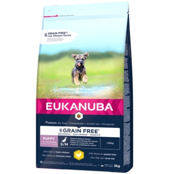 2x3kg Eukanuba Grain Free Puppy Small / Medium Breed csirke száraz kutyatáp - Kisállat kiegészítők webáruház - állateledelek