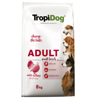 8kg Tropidog Premium Adult Small pulyka & rizs száraz kutyatáp - Kisállat kiegészítők webáruház - állateledelek