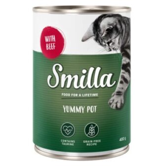 40x400g Smilla Yummi Pot nedves macskatáp- Marha - Kisállat kiegészítők webáruház - állateledelek