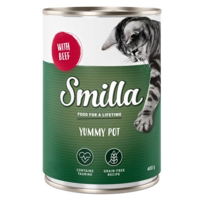 40x400g Smilla Yummi Pot nedves macskatáp- Marha - Kisállat kiegészítők webáruház - állateledelek