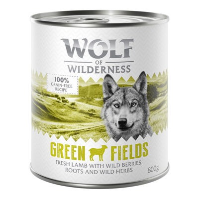 24x800g Wolf of Wilderness nedves kutyatáp- Green Fields - bárány - Kisállat kiegészítők webáruház - állateledelek