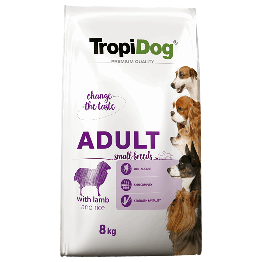 2x8kg Tropidog Premium Adult Small bárány & rizs száraz kutyatáp - Kisállat kiegészítők webáruház - állateledelek