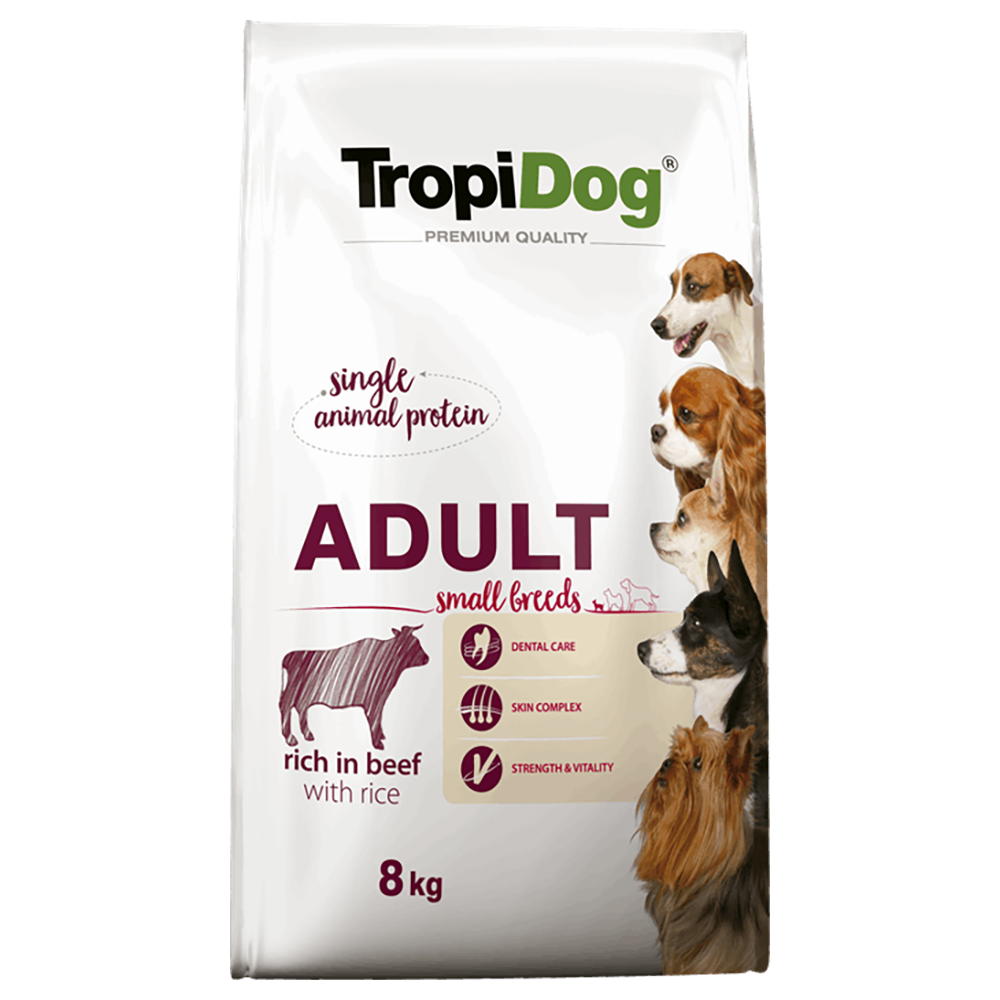 2x8kg Tropidog Premium Adult Small marha & rizs száraz kutyatáp - Kisállat kiegészítők webáruház - állateledelek