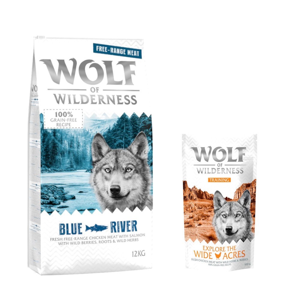 12 kg Wolf of Wilderness száraz kutyatáp + “Explore the Wide Acres” csirke 100 g kutyasnack ingyen! - Adult "Blue River" - szabad tartású csirke & lazac - Kisállat kiegészítők webáruház - állateledelek