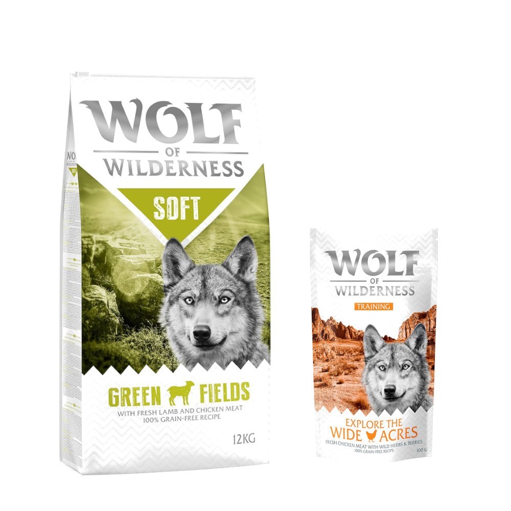 12 kg Wolf of Wilderness száraz kutyatáp + “Explore the Wide Acres” csirke 100 g kutyasnack ingyen! - 'Soft - Green Fields' - bárány - Kisállat kiegészítők webáruház - állateledelek