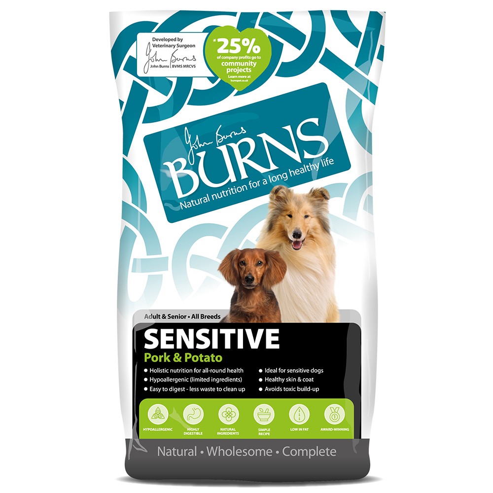 2x12kg Burns Sensitive sertés & burgonya száraz kutyatáp - Kisállat kiegészítők webáruház - állateledelek
