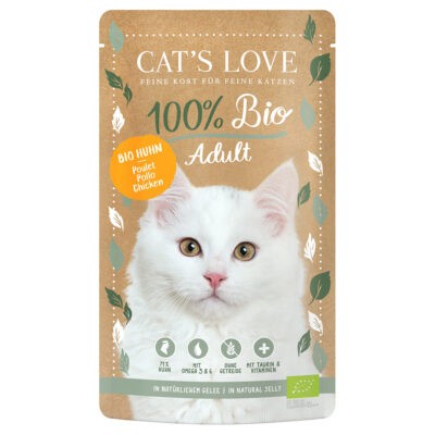 12x100g Cat's Love Bio Csirke nedves macskatáp - Kisállat kiegészítők webáruház - állateledelek