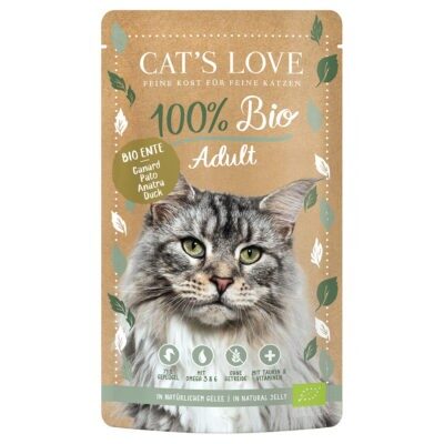 12x100g Cat's Love Bio Kacsa nedves macskatáp - Kisállat kiegészítők webáruház - állateledelek