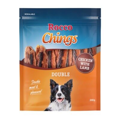 12x200g Rocco Chings Double kutyasnack-Csirke & bárány - Kisállat kiegészítők webáruház - állateledelek