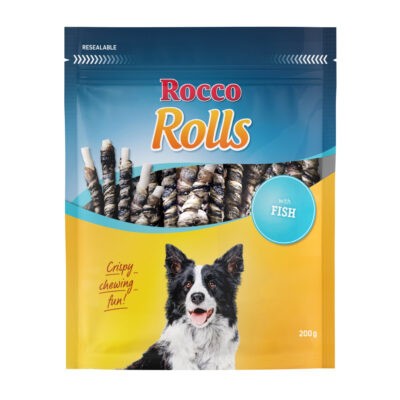 12x200g Rocco Rolls rágótekercs jutalomfalat kutyáknak-Tőkehallal - Kisállat kiegészítők webáruház - állateledelek