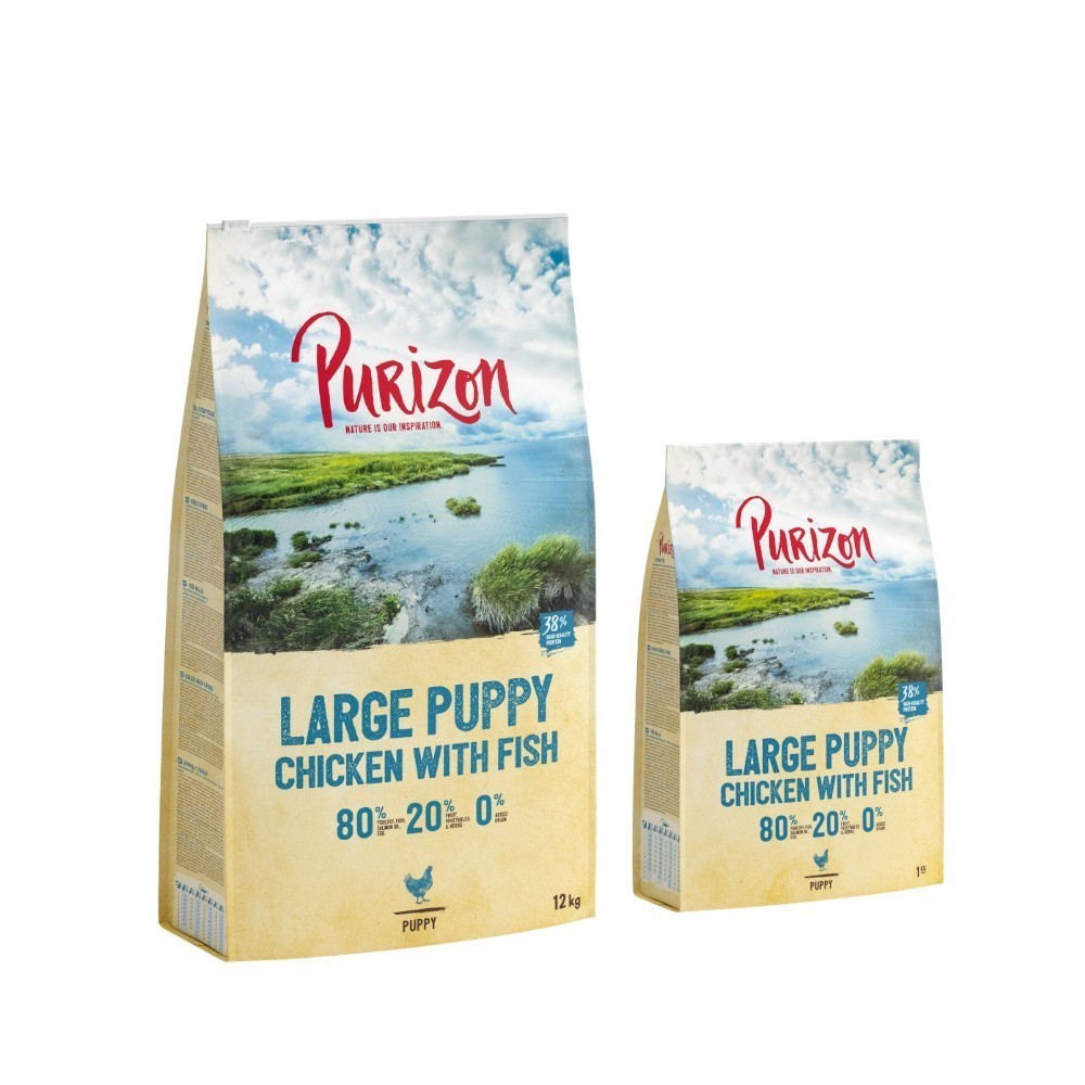14kg Purizon Puppy Large csirke & hal száraz kutyatáp 12+2 kg ingyen akcióban - Kisállat kiegészítők webáruház - állateledelek