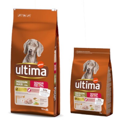 15kg Ultima Medium/Maxi Senior csirke száraz kutyatáp 15% árengedménnyel - Kisállat kiegészítők webáruház - állateledelek