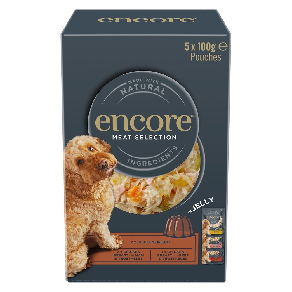 20x100g Encore aszpikban tasakos nedves kutytáp mix Hús válogatás - Kisállat kiegészítők webáruház - állateledelek