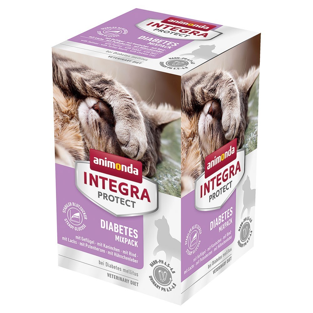 24x100g animonda INTEGRA Protect Adult Diabetes tálcás nedves macskatáp- Mix 1. (6 változattal) - Kisállat kiegészítők webáruház - állateledelek