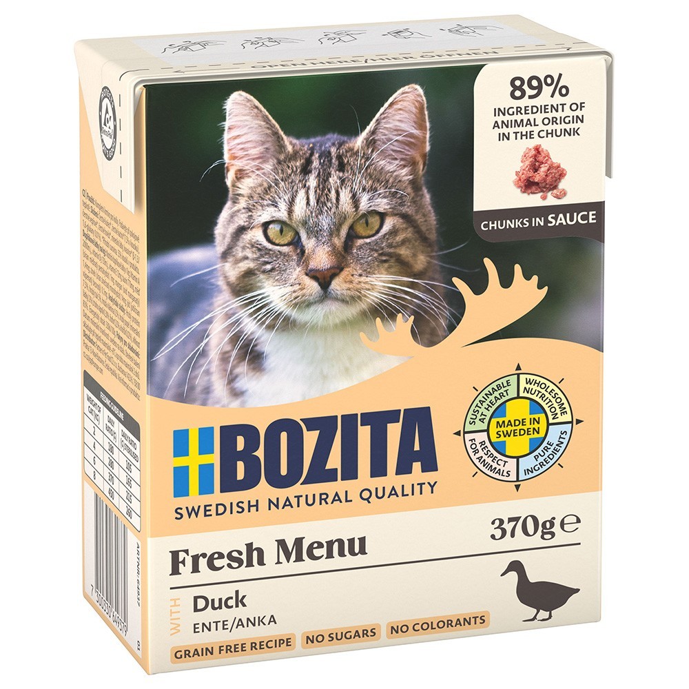 24x370g Bozita falatok kacsa szószban nedves macskatáp - Kisállat kiegészítők webáruház - állateledelek