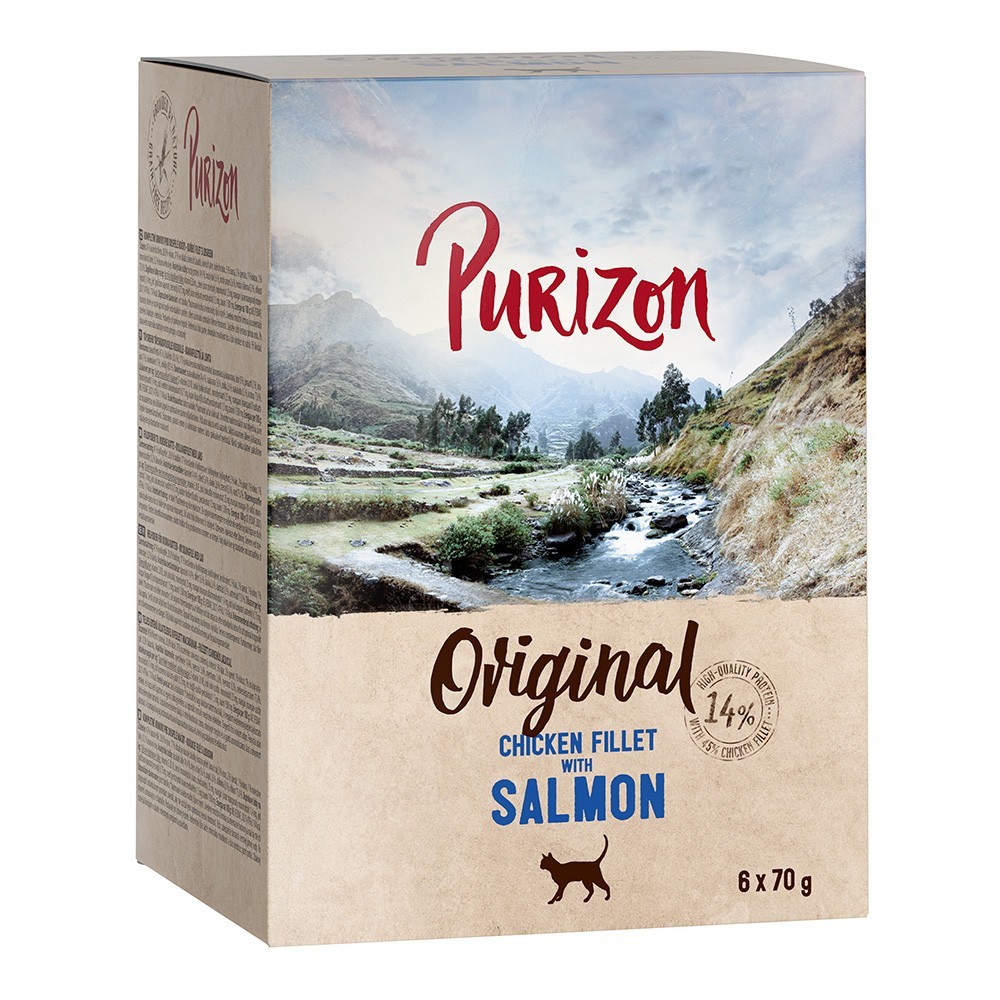 24x70g Purizon Adult  csirkefilé & lazac nedves macskatáp 22+2 ingyen akcióban - Kisállat kiegészítők webáruház - állateledelek