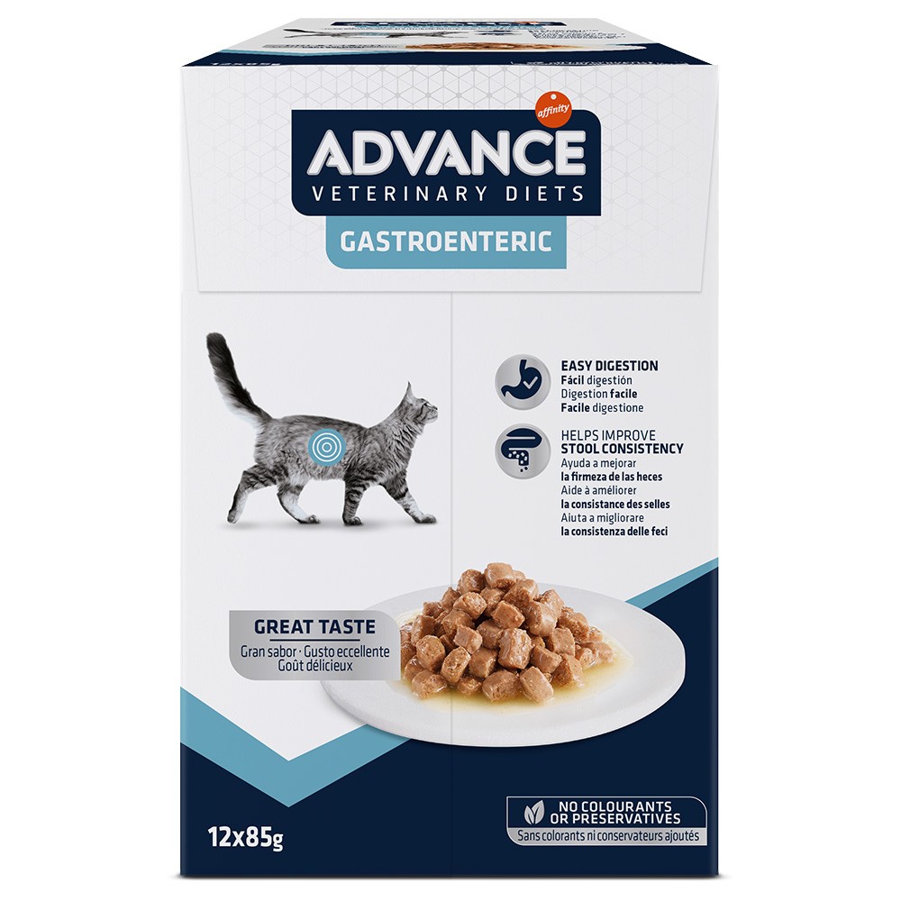 12x85g Advance Veterinary Diets Feline Gastroenteric nedves macskatáp - Kisállat kiegészítők webáruház - állateledelek
