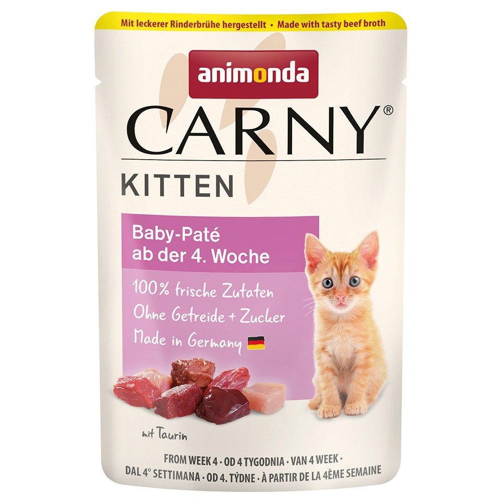 24x85g animonda Carny Kitten tasakos nedves kölyökmacskatáp-Baby-Paté marhahúsleveslével - Kisállat kiegészítők webáruház - állateledelek