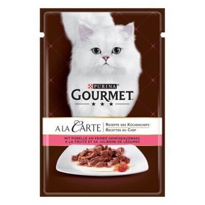 26x85g GOURMET A la Carte Pisztráng & zöldség nedves macskatáp - Kisállat kiegészítők webáruház - állateledelek