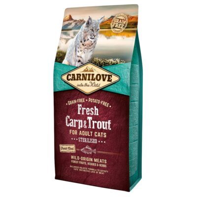 2x6kg Carnilove Fresh Sterilised Cat ponty & pisztráng száraz macskatáp - Kisállat kiegészítők webáruház - állateledelek