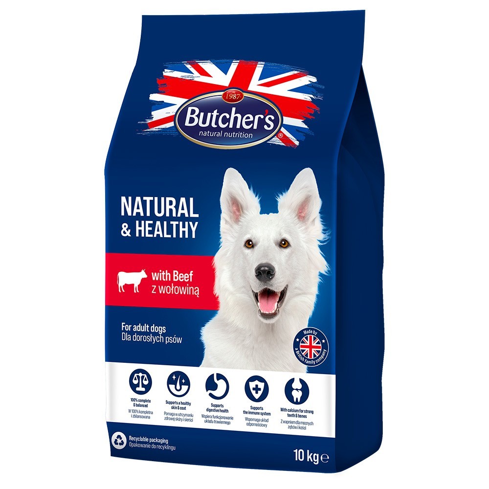 10kg Butcher's Natural & Healthy marha száraz kutyatáp - Kisállat kiegészítők webáruház - állateledelek