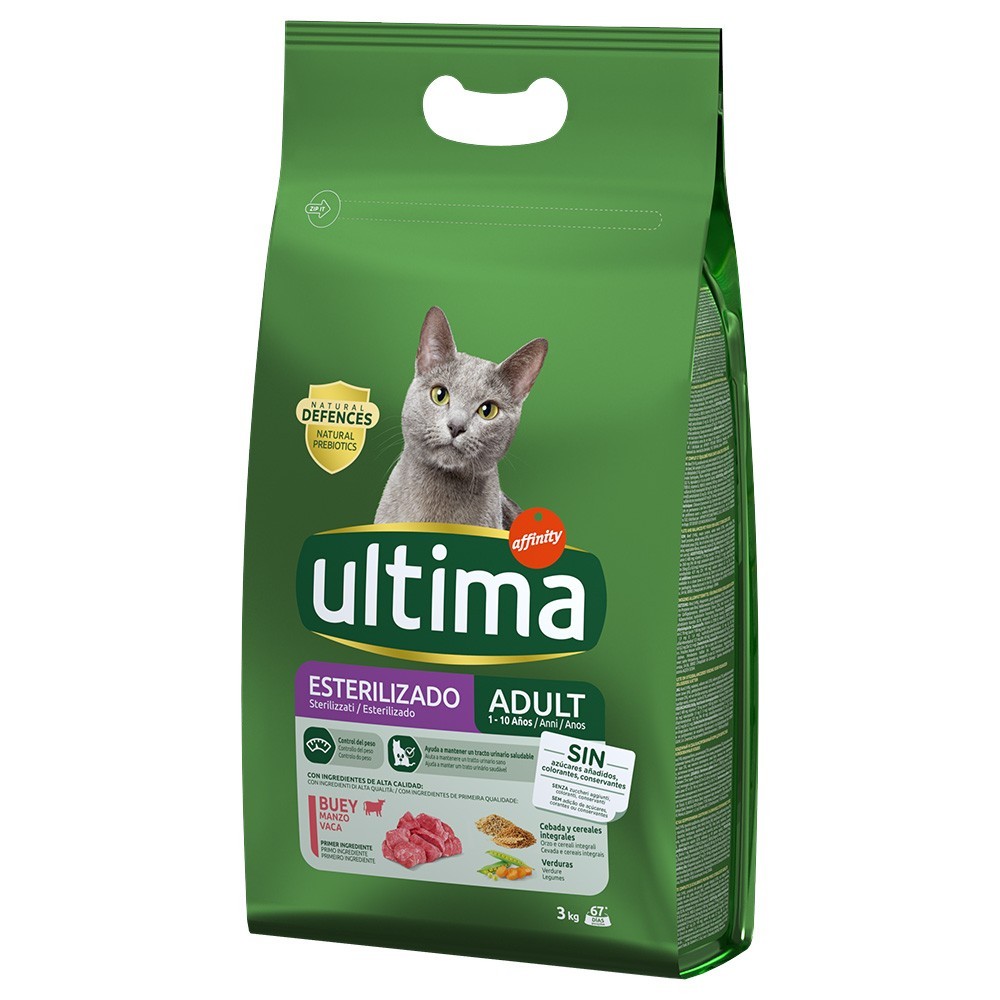 2x3kg Ultima Sterilizált marhahús száraz macskaeledel - Kisállat kiegészítők webáruház - állateledelek