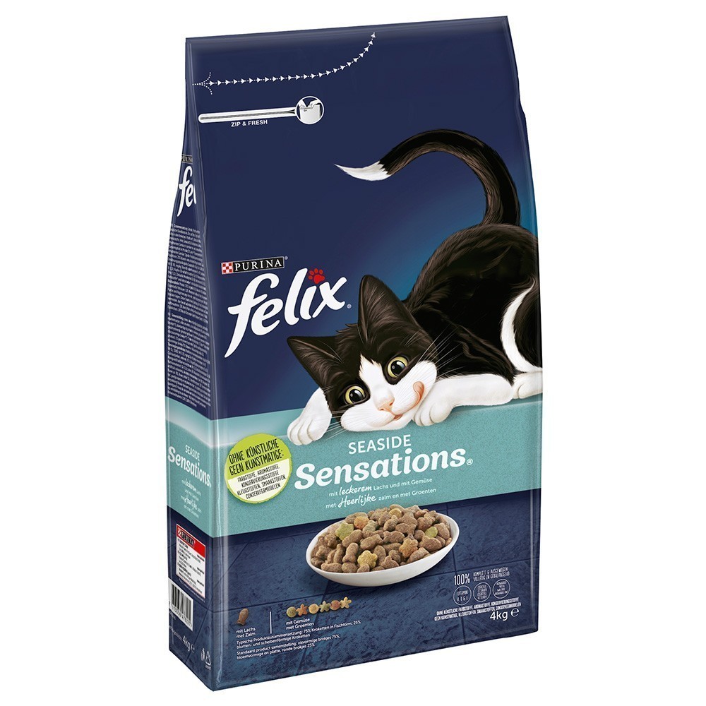 2x4kg Felix Seaside Sensations lazac & zöldség száraz macskatáp - Kisállat kiegészítők webáruház - állateledelek