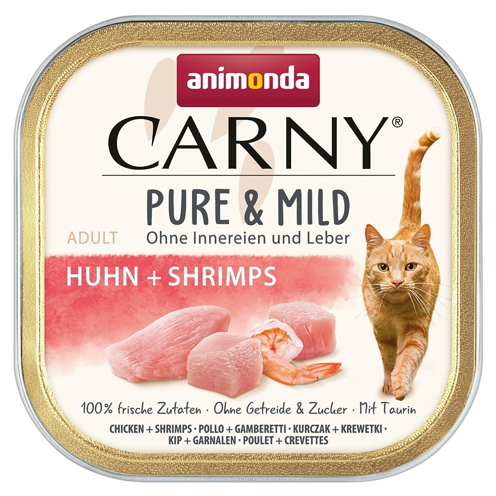 64x100g Animonda Carny Adult Pure & Mild Csirke + garnéla nedves macskatáp - Kisállat kiegészítők webáruház - állateledelek