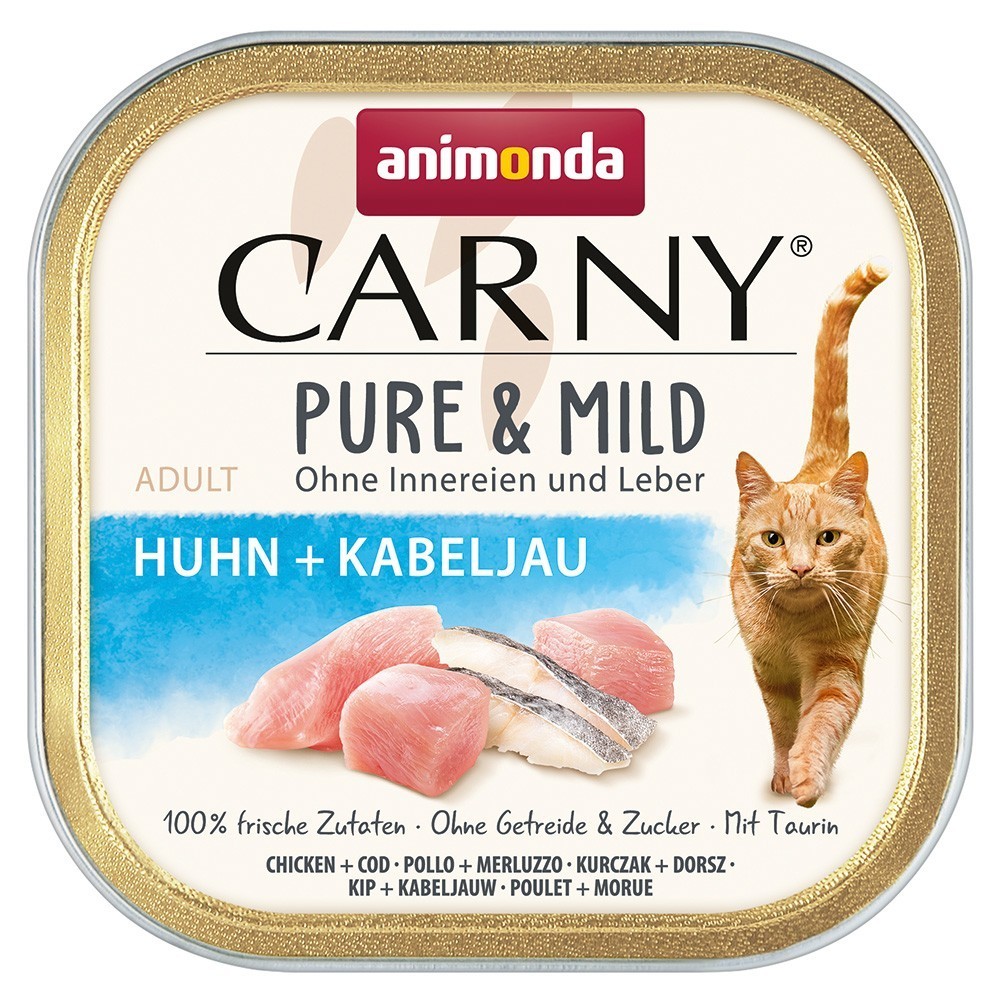 64x100g Animonda Carny Adult Pure & Mild Csirke + tőkehal nedves macskatáp - Kisállat kiegészítők webáruház - állateledelek