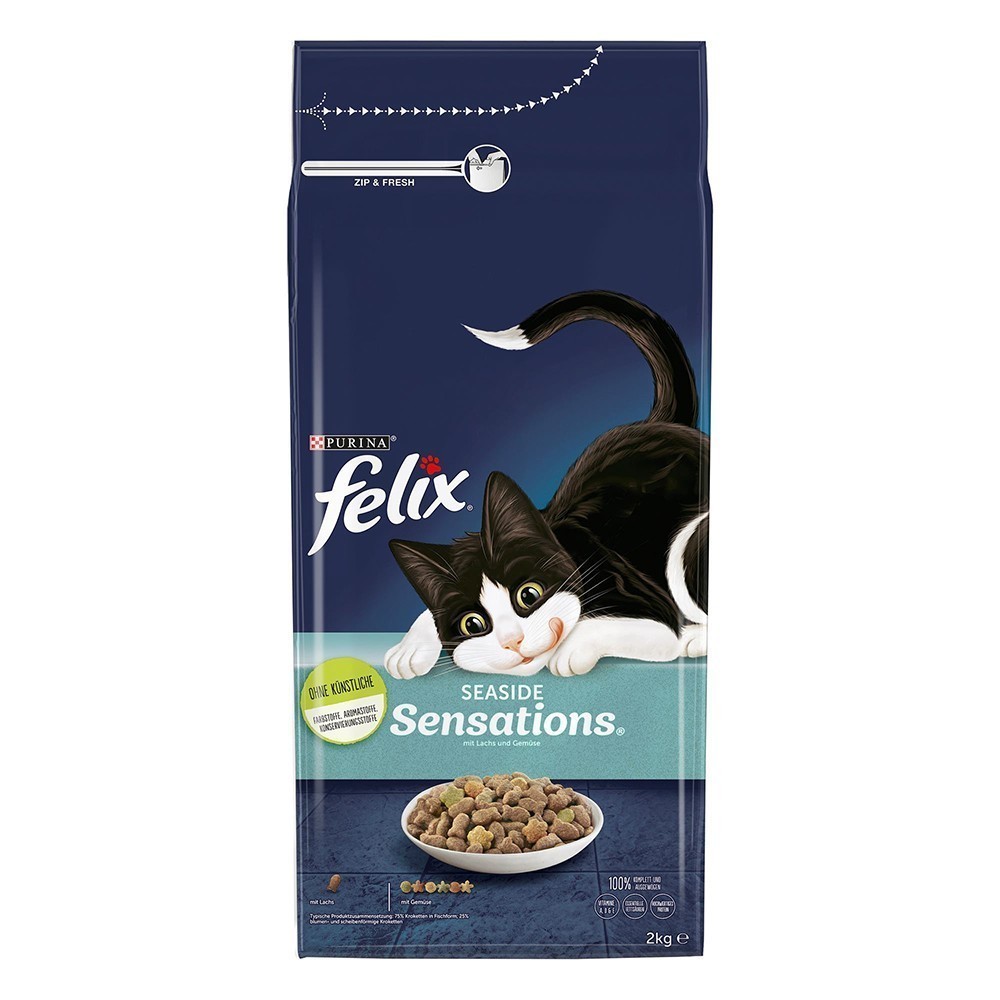 3x2kg Felix Sensations Seaside Sensations lazac & zöldség száraz macskatáp - Kisállat kiegészítők webáruház - állateledelek
