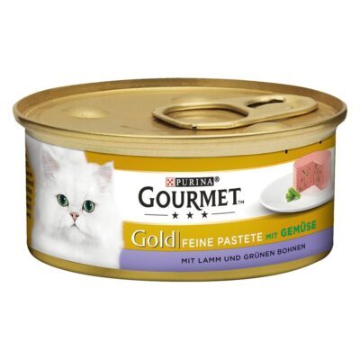 48x85g Gourmet Gold Paté nedves macskatáp- Bárány & zöldbab - Kisállat kiegészítők webáruház - állateledelek