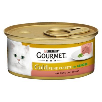48x85g Gourmet Gold Paté nedves macskatáp- Kacsa & spenót - Kisállat kiegészítők webáruház - állateledelek